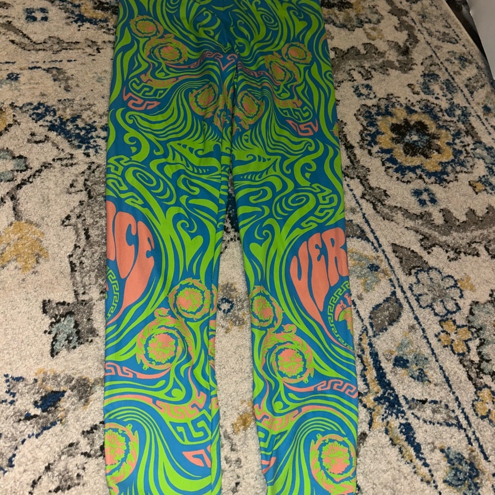 Versace music Medusa Blue and Green Swirl Leggings size 46